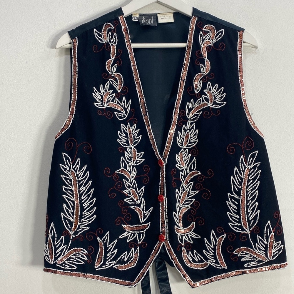 Vintage MODI‎ Beaded Velvet Vest 8/10